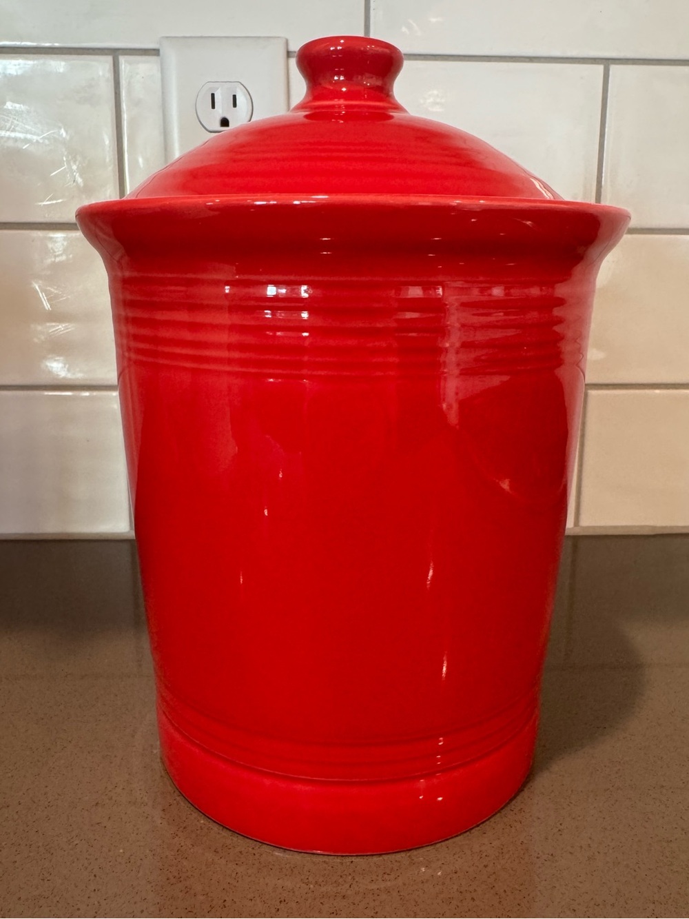 Vintage Fiestaware scarlet large canister